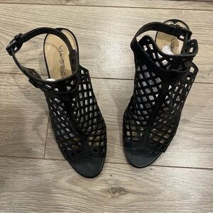 Via Spiga Black Cutout Sandal Heels